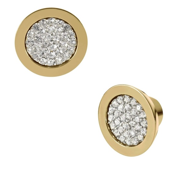 Michael Kors Earrings Pave Diamond and Gold design - Picture 1 of 5